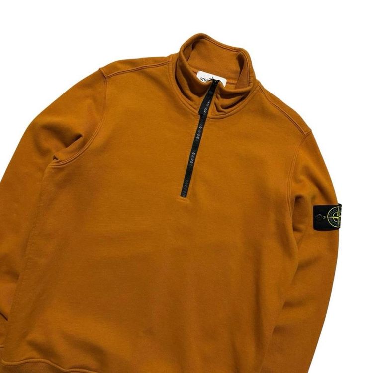 Stone Island Orange Quarter Zip Pullover image 2