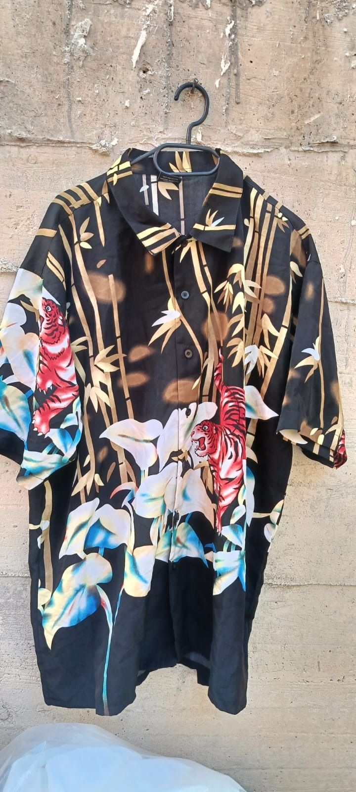 Black Floral Short Sleeve Camicia obraz 2