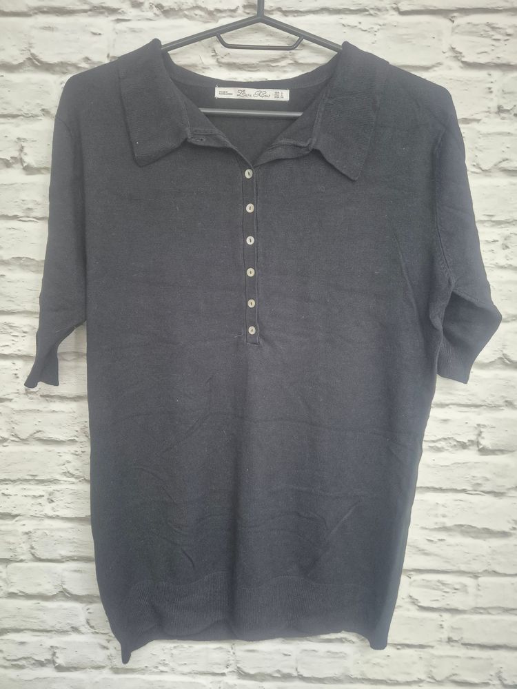 Zara Zara Knit Black Polo Shirt product image