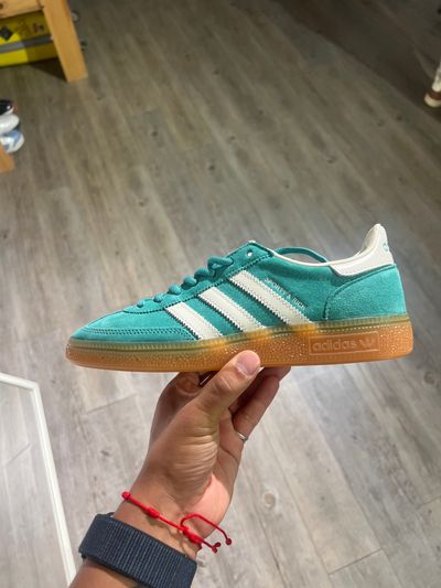 Adidas green suede sneakers