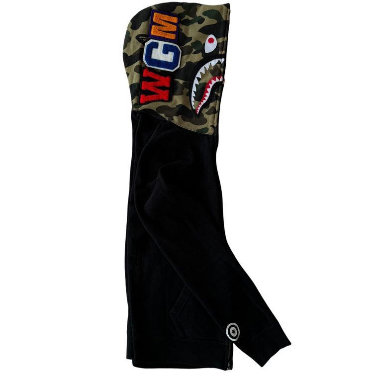 A Bathing Ape BAPE 1st camo green black shark full zip hoodie image 3