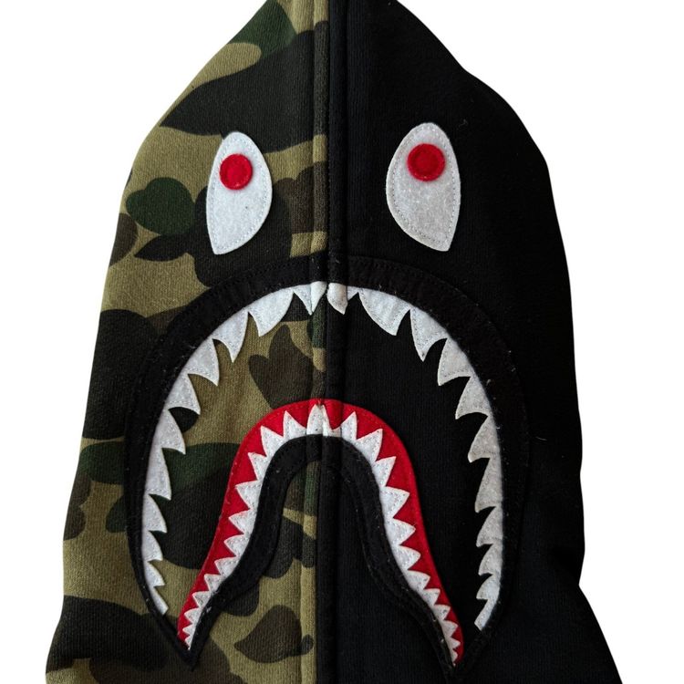 A Bathing Ape BAPE 1st camo green black shark full zip hoodie image 5