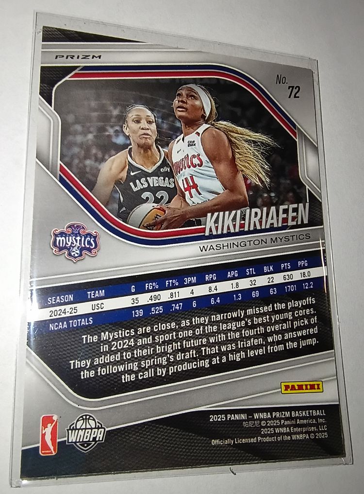 Kiki Iriafen (RC)  2025 Panini Prizm Silver Logo WNBA Card #72  image 2