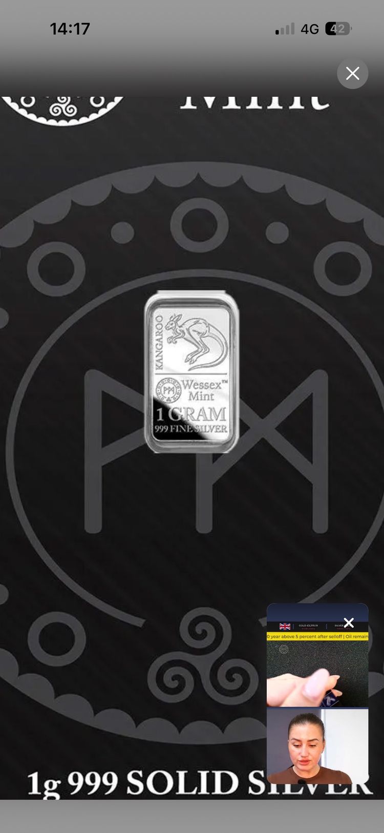 Other Wessex Mint 1 Gram Solid Silver Bar product image
