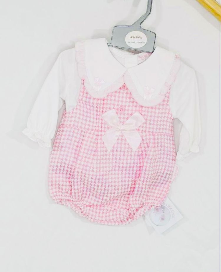 Pink Knitted Baby Romper Set With Bows image 3