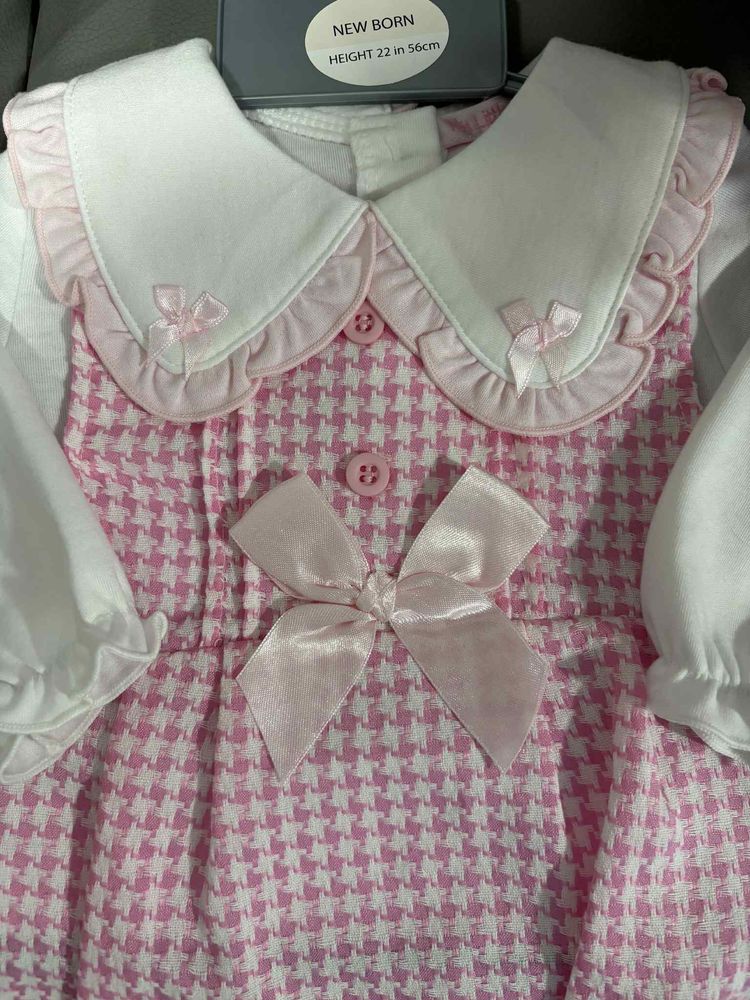 Pink Knitted Baby Romper Set With Bows image 6