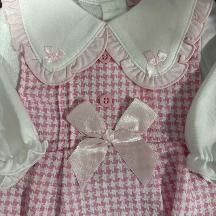 Pink Knitted Baby Romper Set With Bows image 5