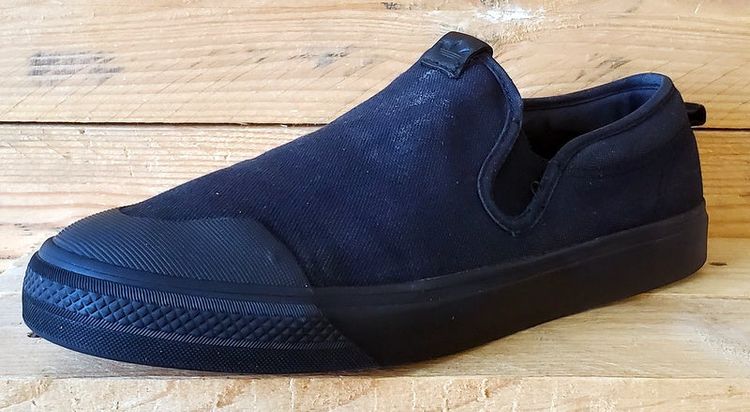 Adidas Nizza Slip on Low Canvas Trainers UK10.5/US11/EU45 EF1184 Triple Black image 2