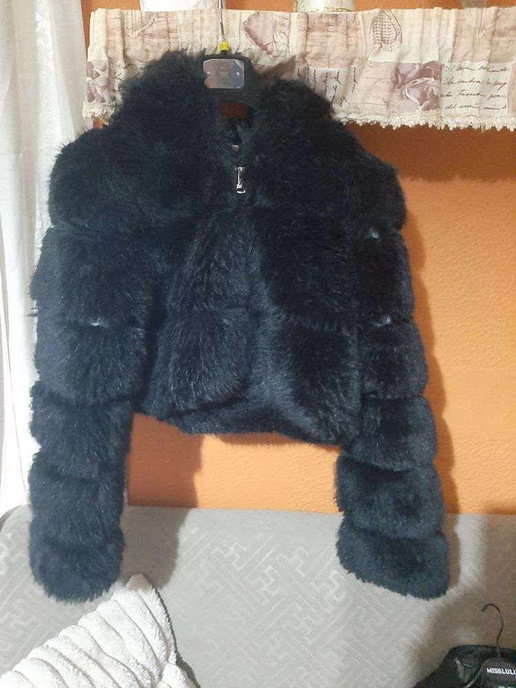 black faux fur jacket