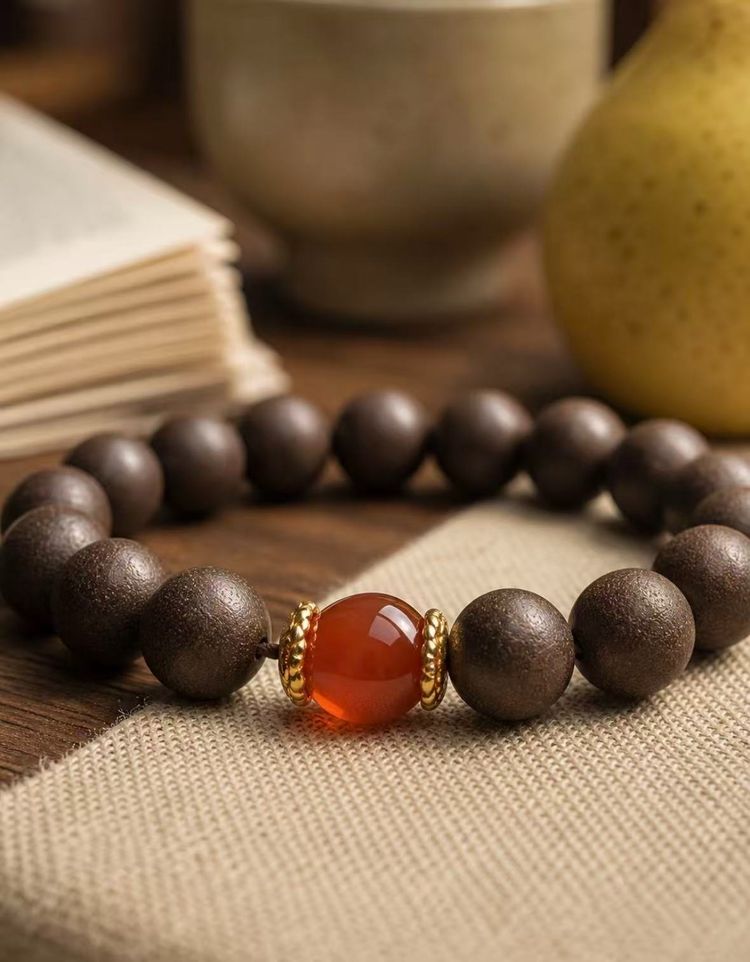 Beaded Bracelet With Central Orange Bead image 1