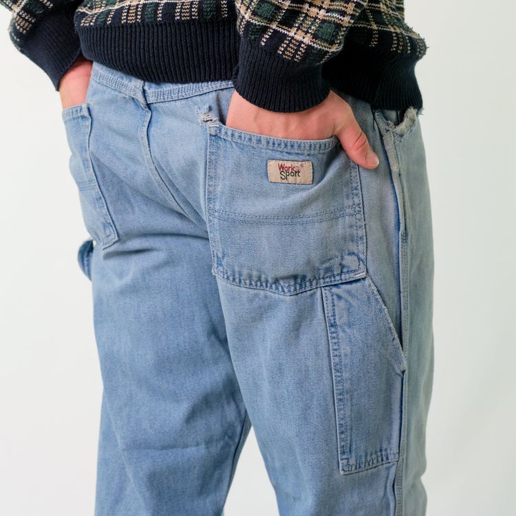 Blue y2ks Work n Sport Denim Carpenter Baggy Jeans Pants (36x30) image 3