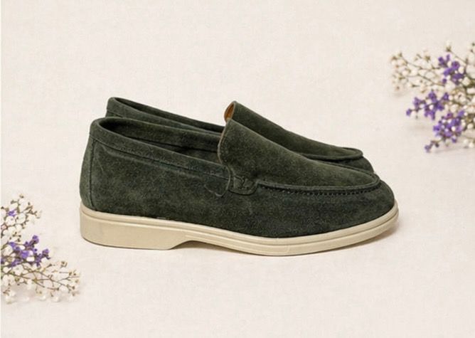 Mocassini in camoscio verde 41 2