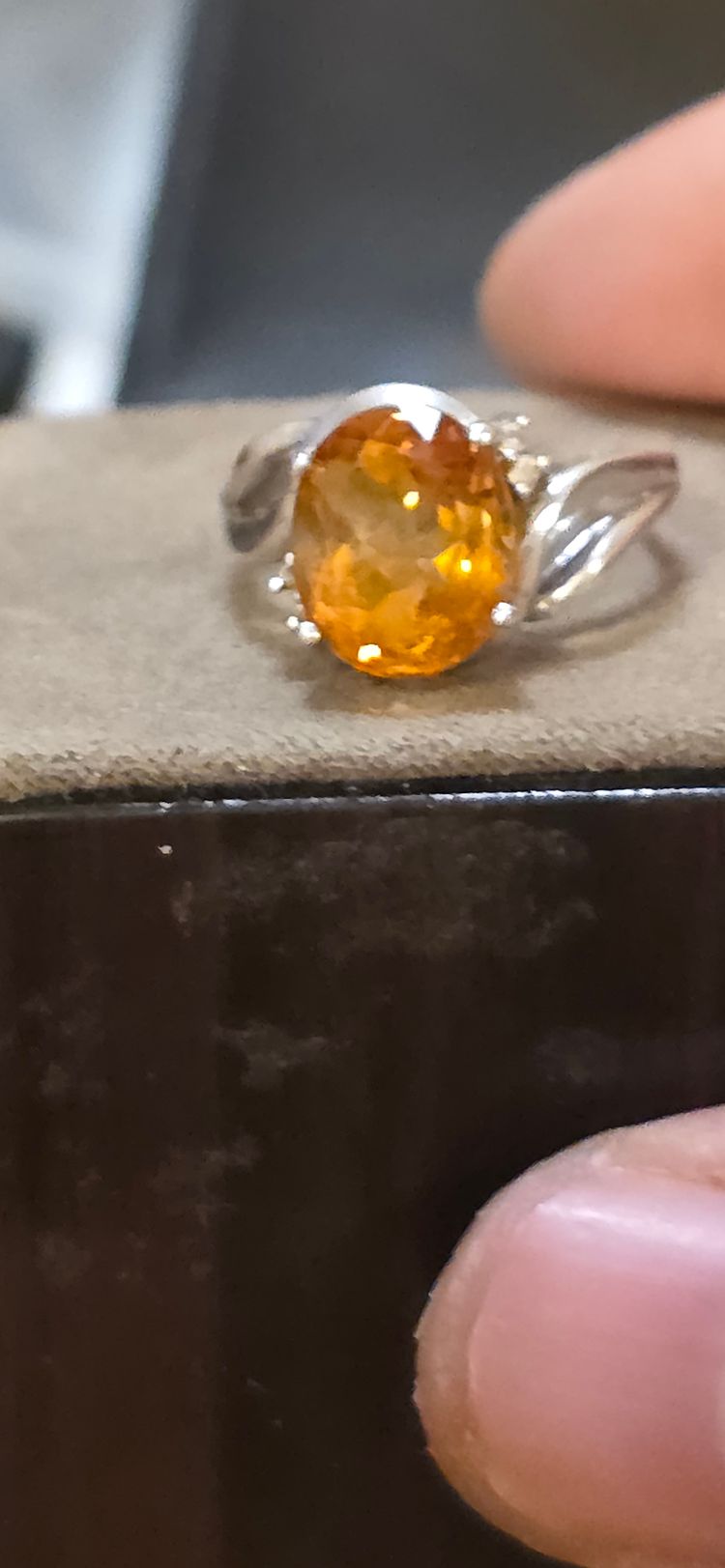 925 sterling Silver Ring With Orange Gemstone Size M image 1