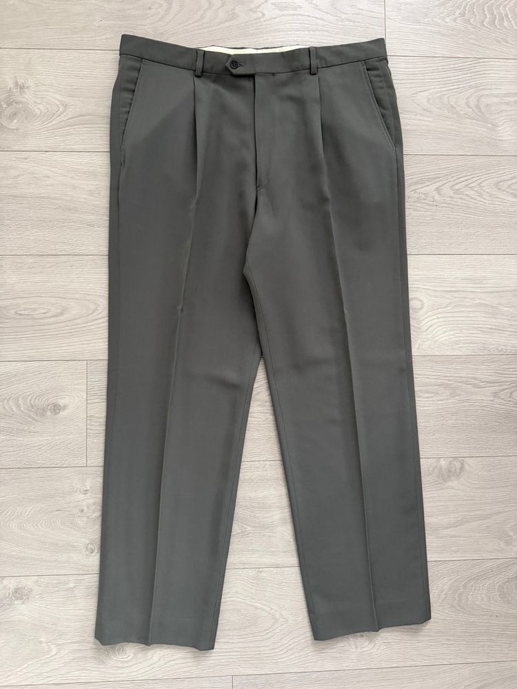 Armani 1990s Draped Wool Pleated Pants Taupe Sage - Size 39 Waist image 9