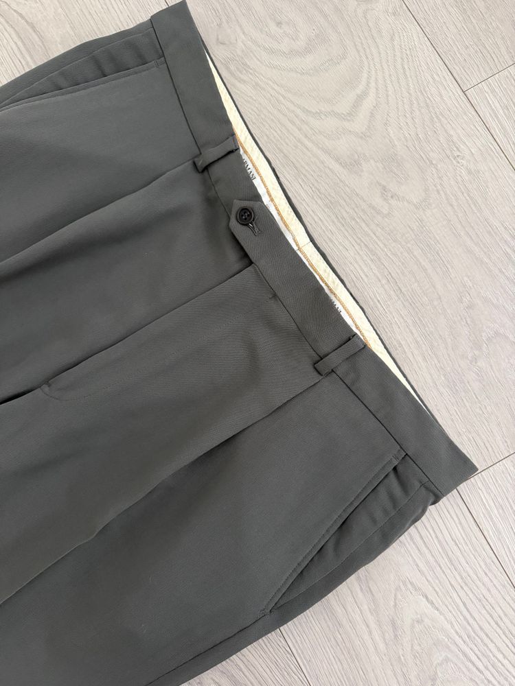 Armani 1990s Draped Wool Pleated Pants Taupe Sage - Size 39 Waist image 3