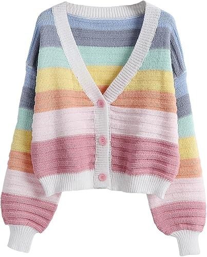 Multicolor Striped Knit Cardigan