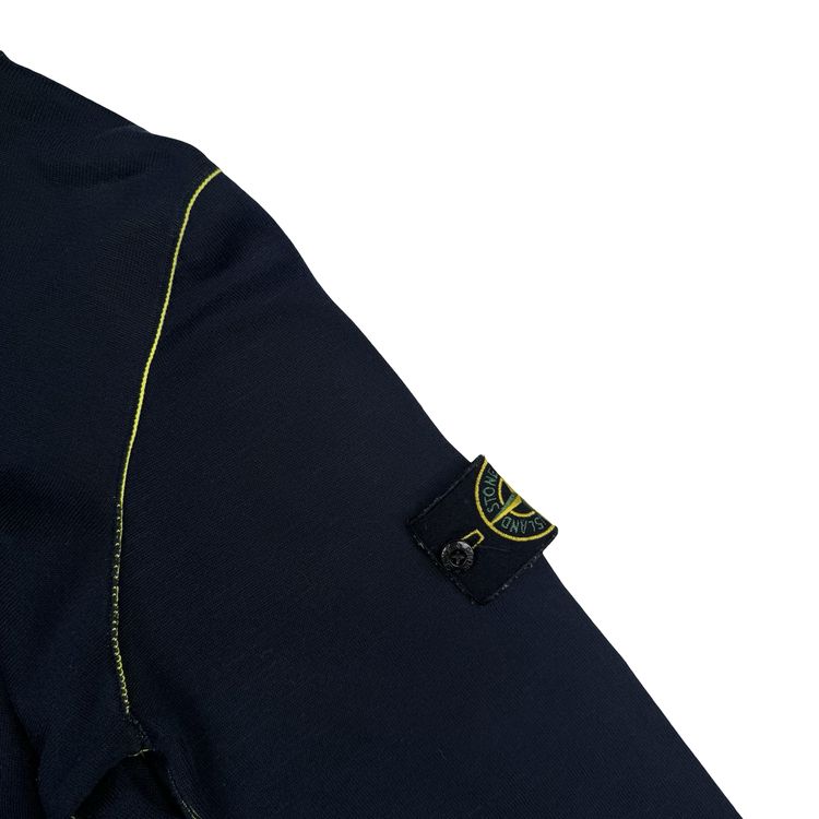 Stone Island 2021 Navy/Yellow Cotton Knit Lightweight Hooded Jumper - Medium image 9