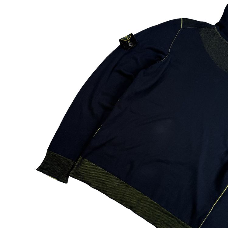 Stone Island 2021 Navy/Yellow Cotton Knit Lightweight Hooded Jumper - Medium image 8
