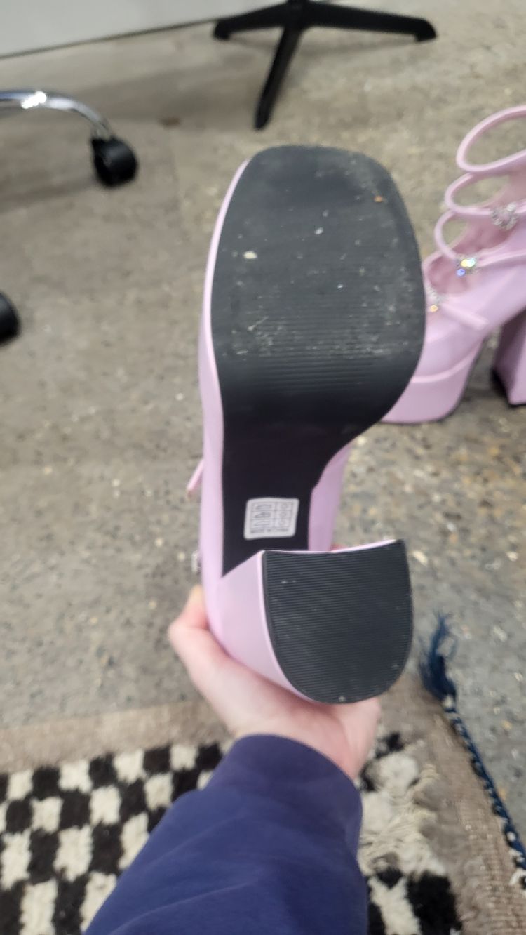 Pink Platform High Heel Shoes With Heart Buckles image 5