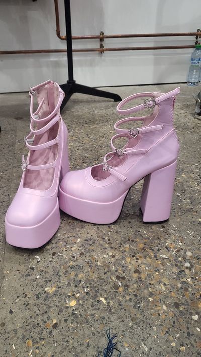 Pink Platform High Heel Shoes With Heart Buckles