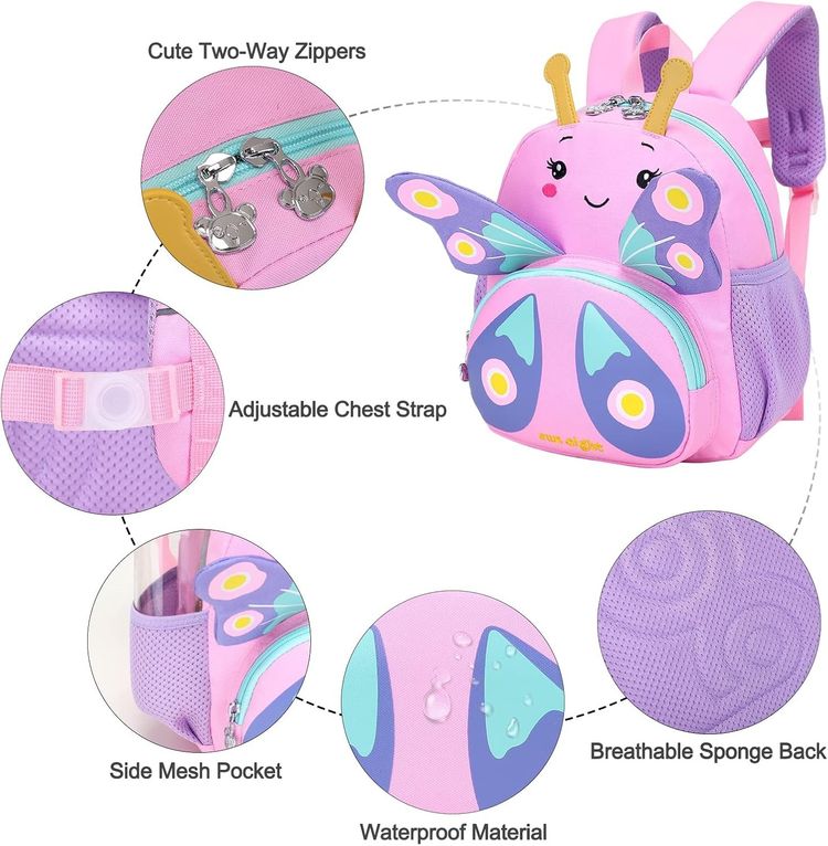 Pink And Purple Butterfly Kids Backpack image 3
