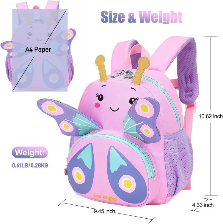 Pink And Purple Butterfly Kids Backpack image 5