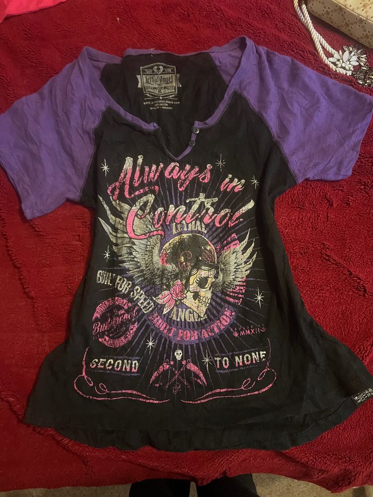 Black And Purple Graphic T-Shirt