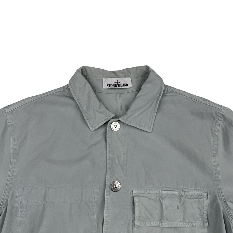 Immagine di Stone Island 2023 Silver Cupro Cotton Twill Overshirt - Medium 2
