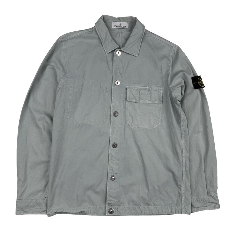 Immagine di Stone Island 2023 Silver Cupro Cotton Twill Overshirt - Medium 1
