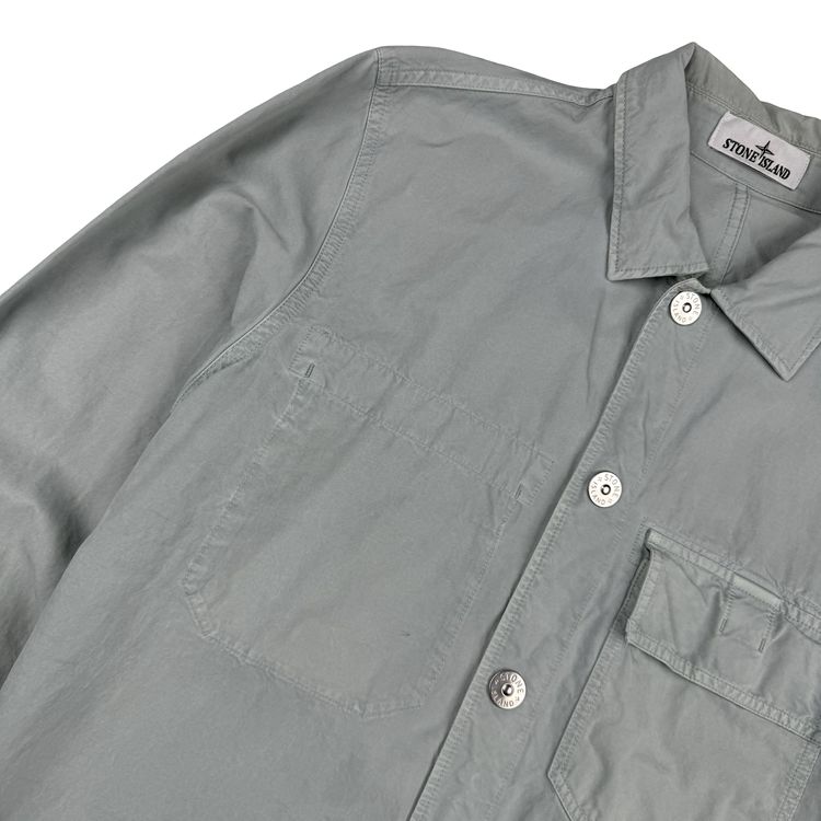 Immagine di Stone Island 2023 Silver Cupro Cotton Twill Overshirt - Medium 8