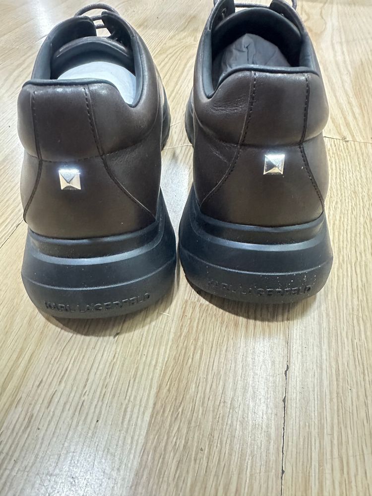 Karl Lagerfeld Brown Leather Lace-Up Shoes image 4