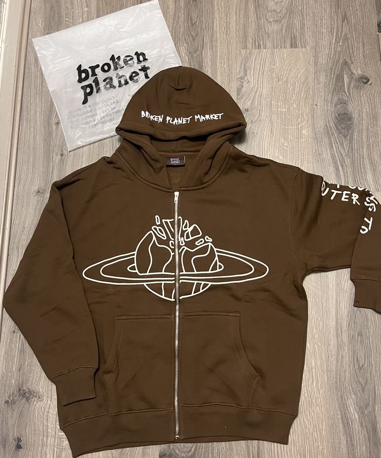 Broken Planet Brown I’m Going To Outer Space Zip-Up Hoodie