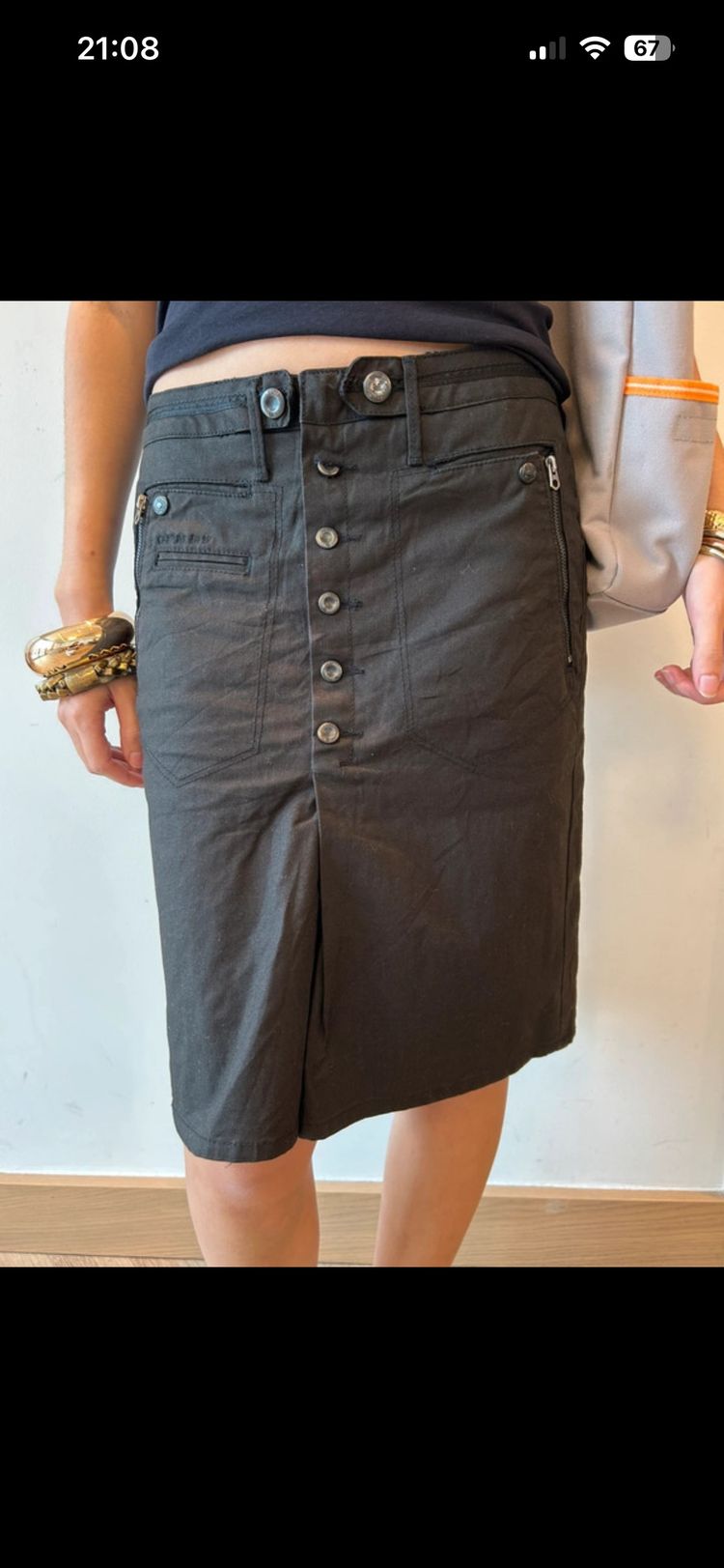 G-Star Raw Black Button-Front Skirt