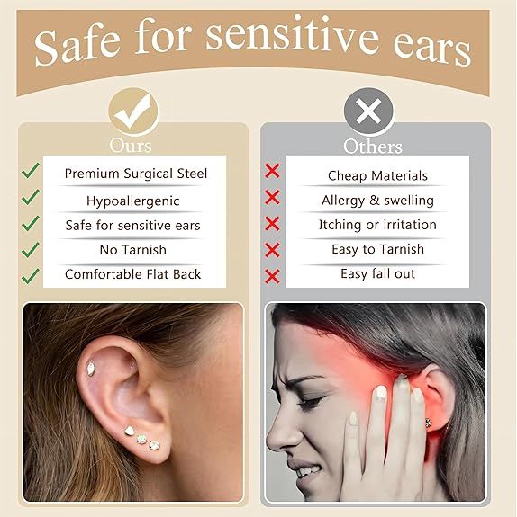 Hypoallergenic Surgical Steel Earrings Set 3