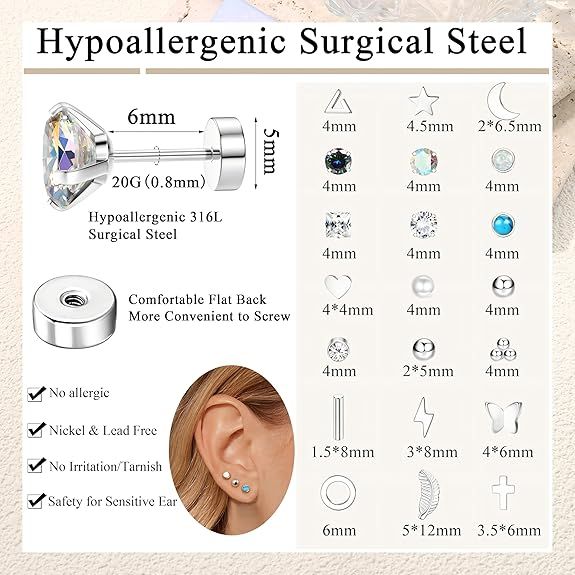 Hypoallergenic Surgical Steel Earrings Set 4