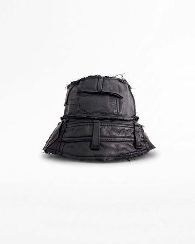Black Upcycled Leather Bucket Hat