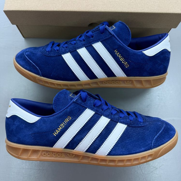 Adidas Hamburg Size UK 8 Victory Blue White Suede Gum Men's Trainers H01786 image 1