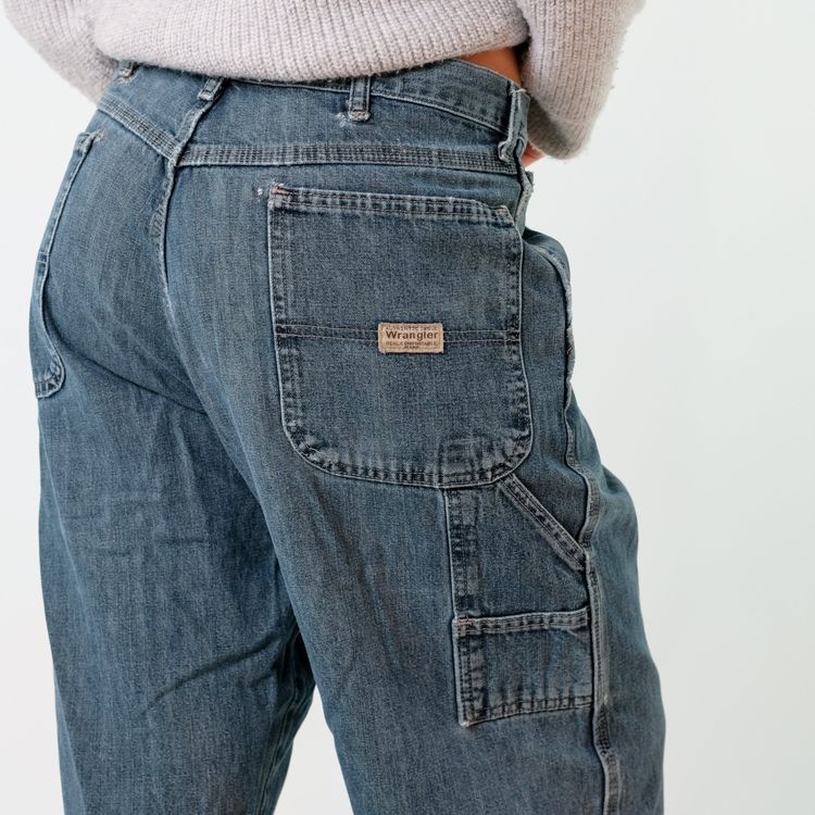 Blue y2ks Wrangler Denim Carpenter Baggy Jeans Pants (36x26) image 9
