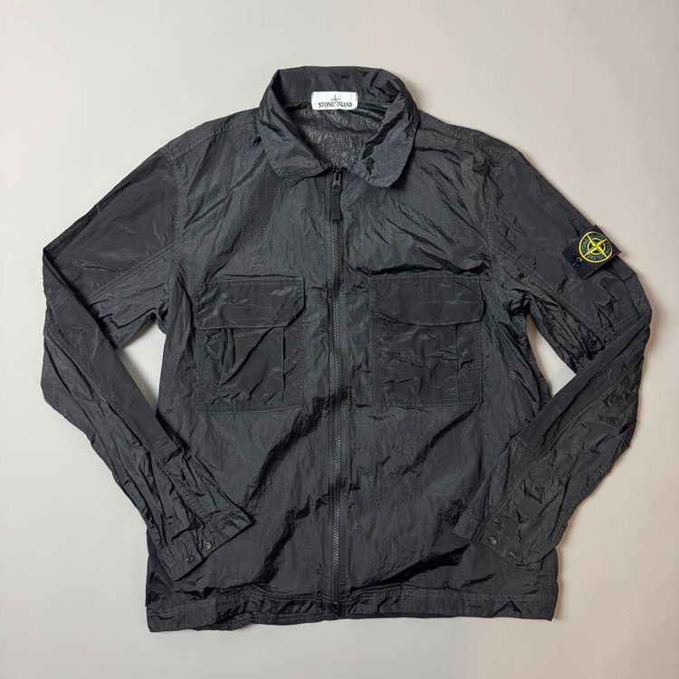 Immagine di Stone Island Black Nylon Metal Shimmer Overshirt - Large 1