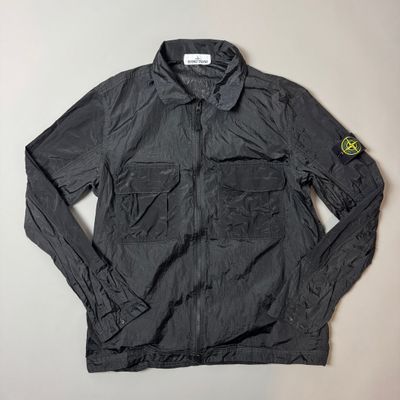 Stone Island Black Nylon Metal Shimmer Overshirt - Large