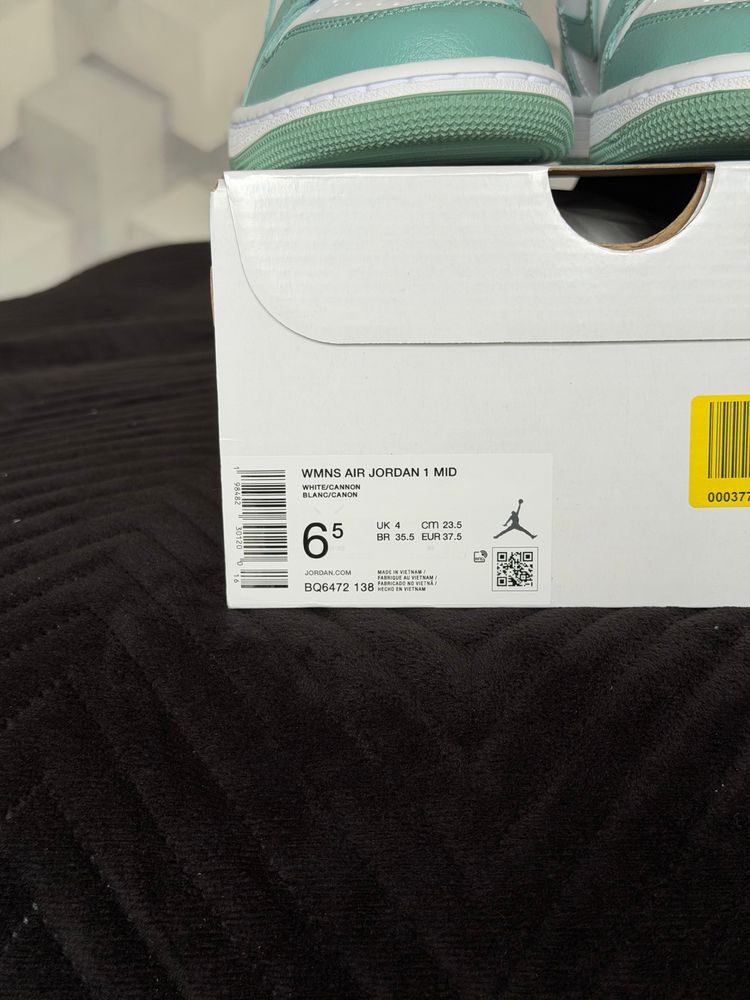  Air Jordan 1 Mid Sneakers białe green zielone mint miętowe 37,5 image 6