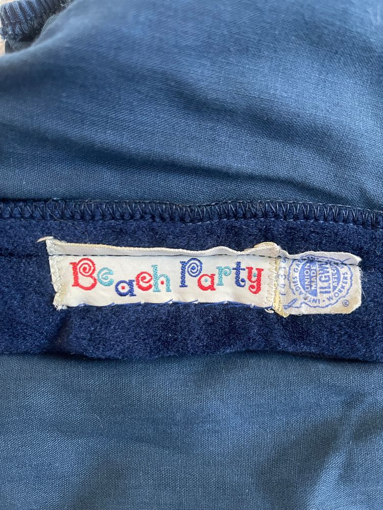 1970s Beach Party Navy Velour Sailor Two-Piece Bikini Set obraz 6