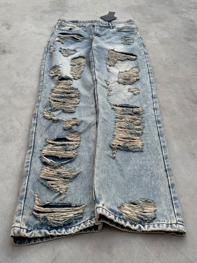 Zara Zara Distressed Wide Leg Jeans product image