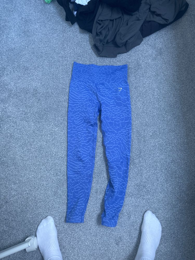 Gymshark Blue Patterned Leggings image 1