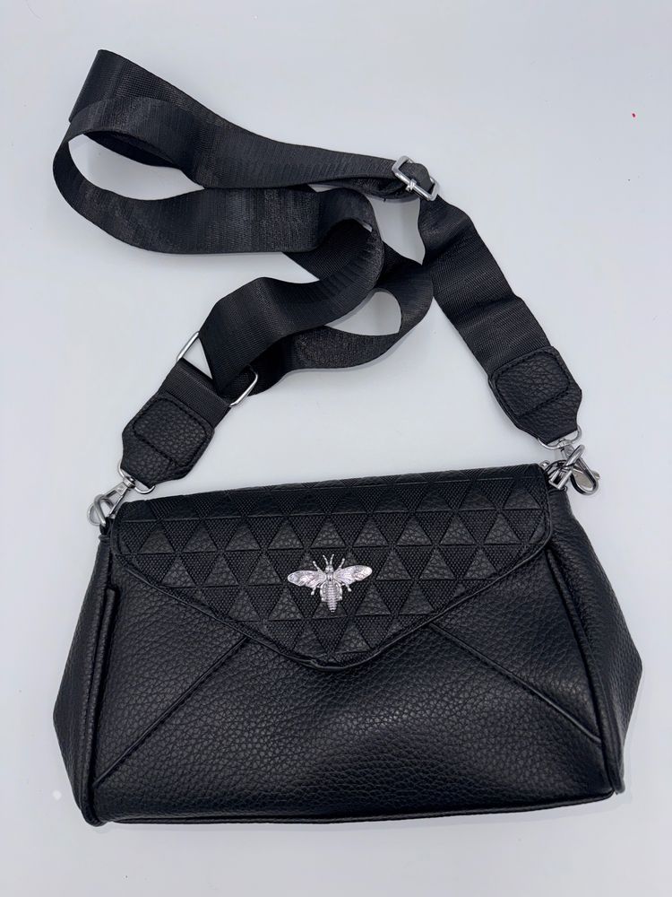 Black Crossbody Bags With Bee Emblem image 1