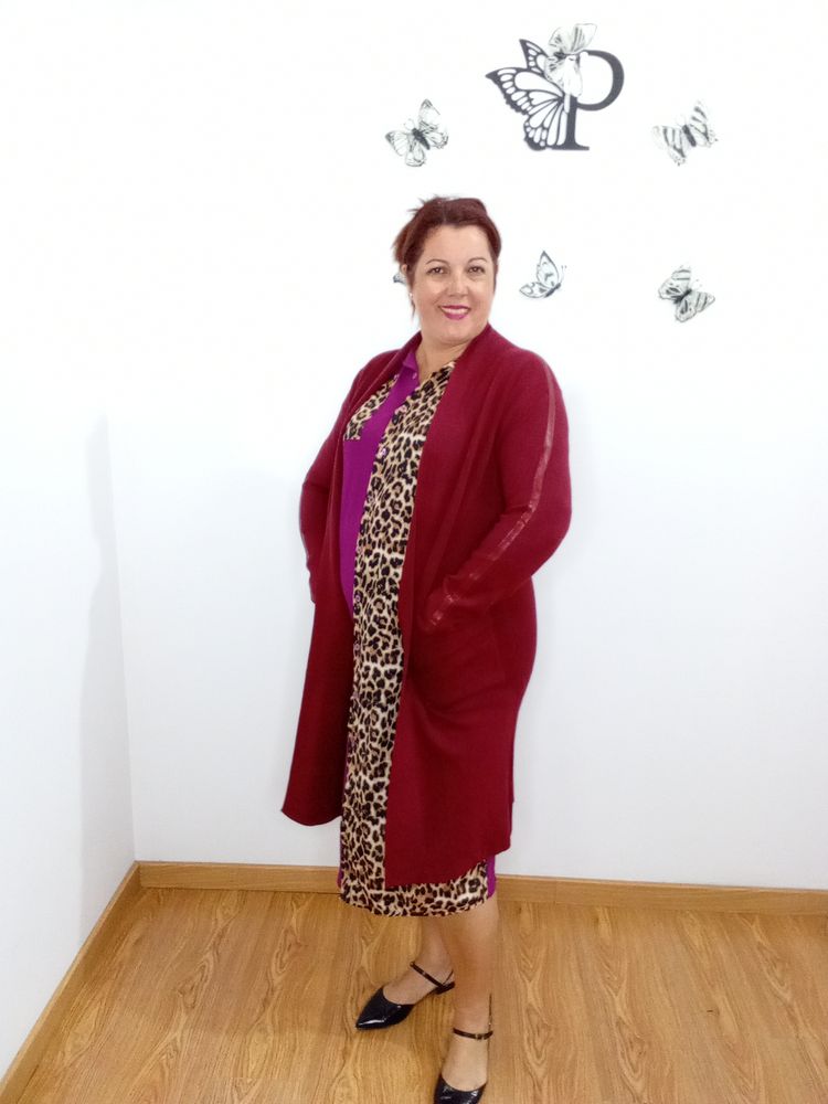 Other Leopard Print Dress With Burgundy Cardigan product image