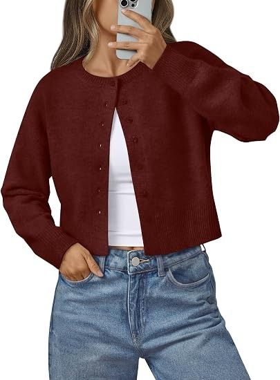 Immagine di Red Button-Up Cardigan Sweater 2