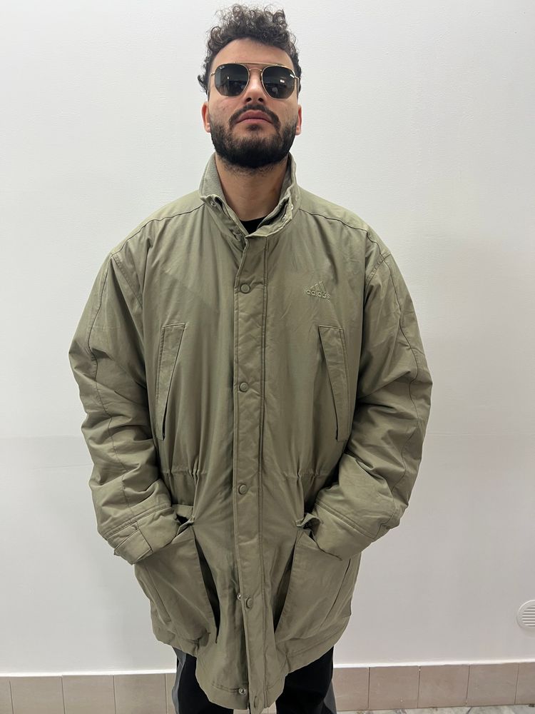 Adidas Men'S Khaki Green Long Jacket