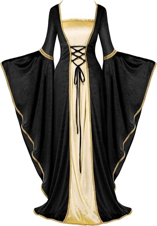 Immagine di Black And Gold Medieval Style Dress 2