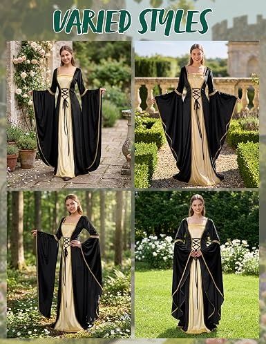 Immagine di Black And Gold Medieval Style Dress 4